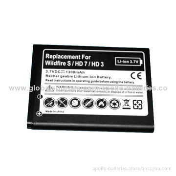1300mAh/3.7V PDA Battery for HTC Mobile Phone Battery, for HTC HD7 (T9292)/HTC Wildfire S/A510E/G13